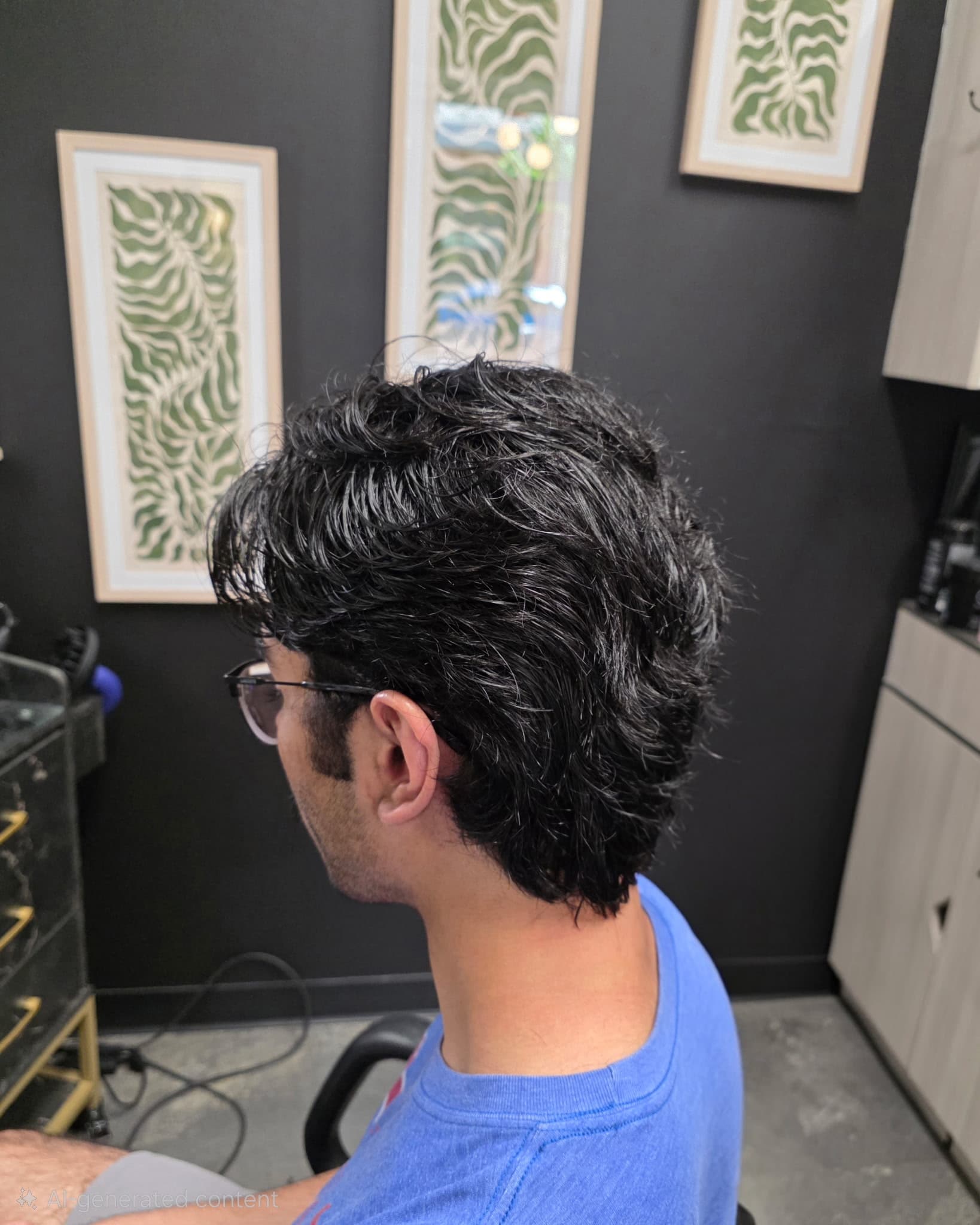Flow cut with a tapered neckline, back view